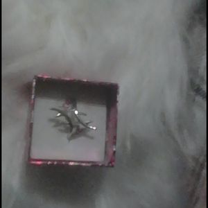 Silver antler ring w/pink zircon stones sz 6